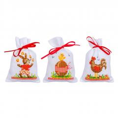 Vervaco Stickpackung - Geschenksäckchen Ostern 3er-Set