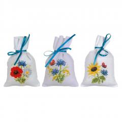 Vervaco Stickpackung - Geschenksäckchen Feldblumen 3er-Set