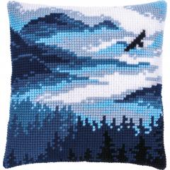 Vervaco Verachtert - Kreuzstichkissen Blaue Landschaft