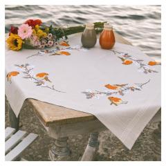 Tischdecke Rotkehlchen bedruckt - Vervaco Verachtert (Stickpackung)