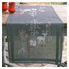 Läufer Waldtiere im Winter bedruckt - Vervaco Verachtert (Stickpackung)