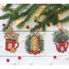 Dimensions Stickpackung - Sweet Christmas Ornaments 3er-Pack