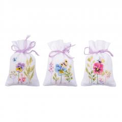 Geschenksäckchen Stiefmütterchen 3er-Set - Vervaco Verachtert (Stickpackung)
