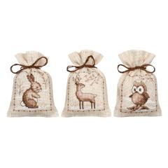 Geschenksäckchen Tiere im Winter 3er-Set - Vervaco Verachtert (Stickpackung)