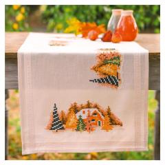 Läufer Winterdorf bedruckt - Vervaco Verachtert (Stickpackung)