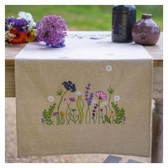 Läufer Lila Gartenpracht bedruckt - Vervaco Verachtert (Stickpackung)