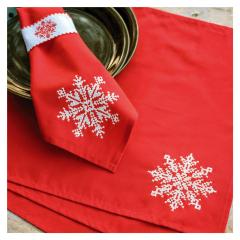 Platzdeckchen & Serviettenringe Snowcrystal 4er-Set bedruckt - Vervaco Verachtert (Stickpackung)