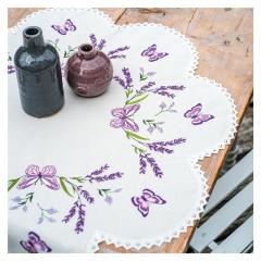 Tischdecke Lavendel bedruckt - Vervaco Verachtert (Stickpackung)