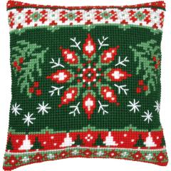 Stickpackung Vervaco - Kreuzstichkissen Nordic Evergreeen Snowflake