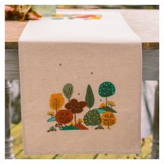 Läufer Herbstwald bedruckt - Vervaco Verachtert (Stickpackung)