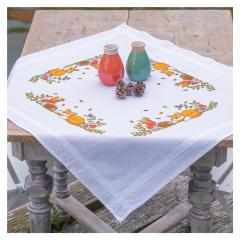 Tischdecke Tiere im Herbst bedruckt - Vervaco Verachtert (Stickpackung)