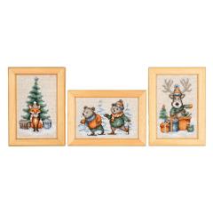 Stickpackung Vervaco - Miniaturbilder Woodland Winter Tales 3er-Set