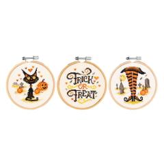 Miniaturen Halloween 3er-Set mit Stickringen - Vervaco Verachtert (Stickpackung)