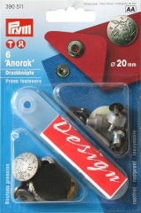 Nähfrei-Druckknöpfe Ø 20 mm mattsilber mit Werkzeug - Prym 390511