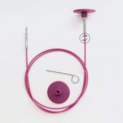KnitPro Seil für Nadelspitzen 80 cm lila (drehbares Edelstahlkabel)
