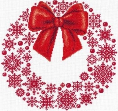Stickvorlage Imaginating - Redwork Snowflake Wreath