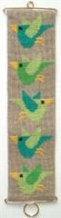 Fremme Stickpackung - Band Vögel grün 9x24 cm