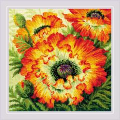 Riolis Stickpackung - Fire Poppies 40x40 cm