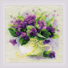 Riolis Stickpackung - Violets in a Pot 22x22 cm