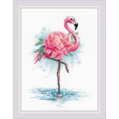 Riolis Stickpackung - Blooming Flamingo 18x24 cm