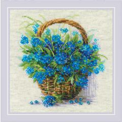 Riolis Stickpackung - Forget Me Nots in a Basket
