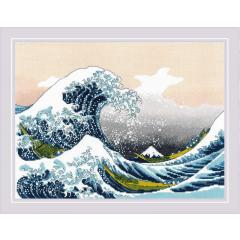 Riolis Stickpackung - The Great Wave off Kanagawa after K. Hokusai Artwork