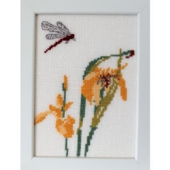 Fremme Stickpackung - Libelle & Iris 12x17 cm