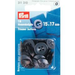 Hosenknöpfe schwarz/grau Ø 15+17 mm - Prym 311310 (Ausverkauf)