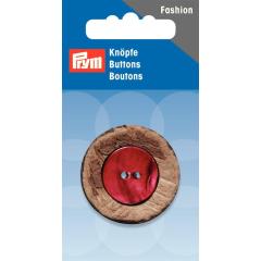 Knopf Kokos/Perlmutt beige/rot Ø 34 mm - Prym (Ausverkauf)