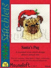 Stickpackung Mouseloft - Santas Pug mit Passepartoutkarte