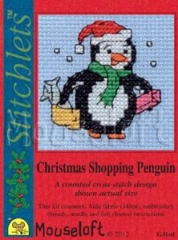 Stickpackung Mouseloft - Christmas Shopping Penguin mit Passepartoutkarte