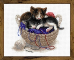 Riolis - Stickbild Kittens in a Basket