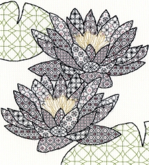 Stickpackung Bothy Threads - Blackwork Water Lily 27 x 30 cm