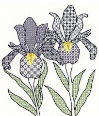 Bothy Threads - Blackwork Irises 30 x 33 cm