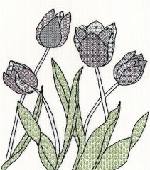 Stickpackung Bothy Threads - Blackwork Tulips 30 x 33 cm
