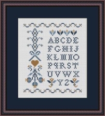 Stickvorlage Happiness Is Heartmade - Blue Alphabet Sampler 1