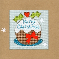 Bothy Threads - Christmas Card - Snowy Pudding