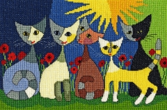 Bothy Threads - Five Cats 28 x 19 cm