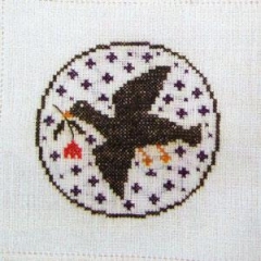 Fremme Stickpackung - Vogel im Ring 15x15 cm