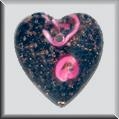 Mill Hill Glass Treasures 12080 - Large Black Heart Pink Rosebud